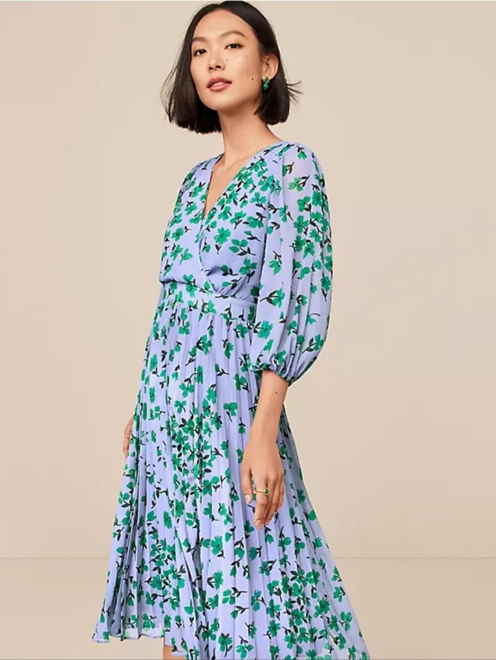 Ann Taylor Floral Pleated Dress